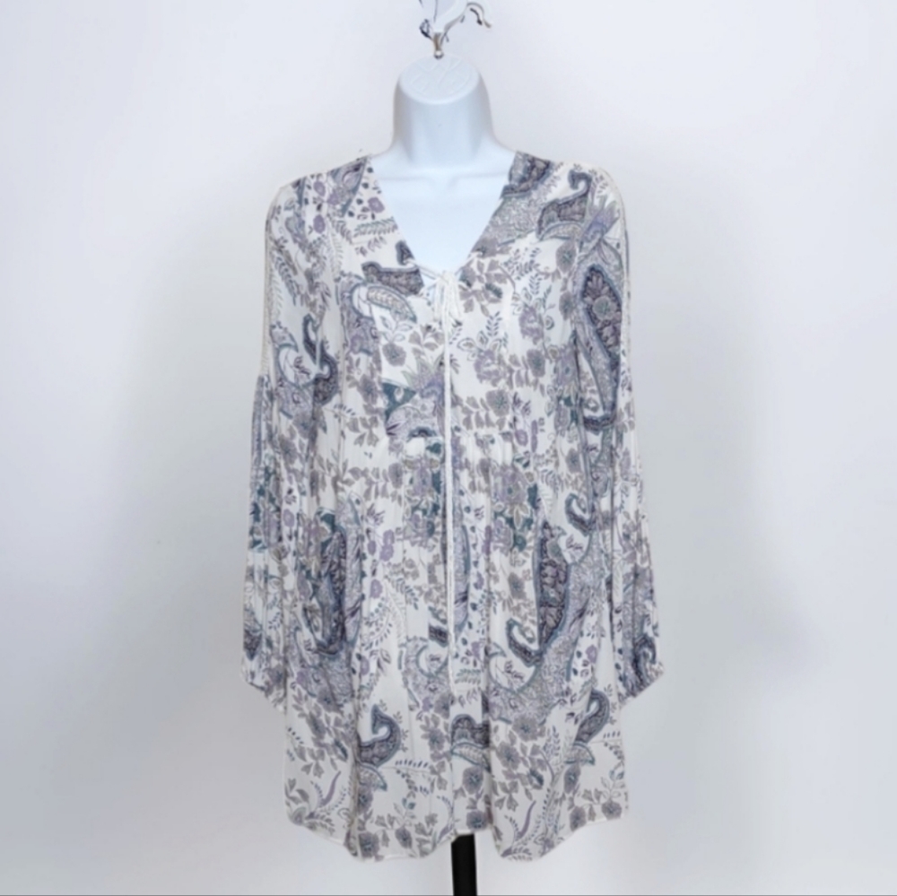 Free People Rain or Shine Boho Purple Paisley Dress - Picture 2 of 8
